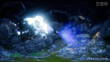 一束光洒在洞穴中的全景
